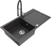 Graniitköögivalamu Mexen Leo 6501-76-73450-07, 90 x 50 x 19 cm, must täpiline, segisti ja sifooniga