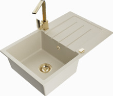 Graniidist köögivalamu Mexen Bruno 6513-69-670300-50, 79 x 49 x 20 cm, beež, segisti ja sifooniga