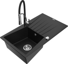 Graniitköögivalamu Mexen Cesar 6514-77-73450-07, 77 x 47 x 20 cm, must/chrome, koos segisti ja sifooniga