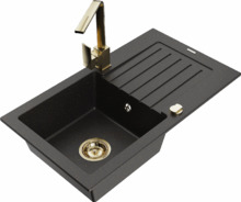Graniidist köögivalamu Mexen Pablo 6510-75-670300-50, 75 x 43 x 16.1 cm, must/kuldne metallic, segisti ja sifooniga
