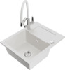 Graniidist köögivalamu Mexen Enzo 6506-20-671701-02, 57.6 x 46.5 x 17.4 cm, valge, koos segisti ja sifooniga