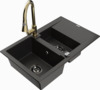 Graniidist köögivalamu Mexen Gaspar 6507-75-670101-50-B, 73.7 x 47.5 x 17.7 cm, must/kuldne, segisti ja sifooniga