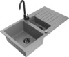 Graniidist köögivalamu Mexen Matias 6502-71-670200-70-B, 90 x 50 x 20 cm, hall/must, segisti ja sifooniga