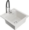 Graniidist köögivalamu Mexen Vito 6503-20-73450-07, 52 x 49 x 21 cm, valge/must/kroom, segisti ja sifooniga