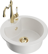 Graniitköögivalamu Mexen Diego 6512-20-670700-50, 48 x 48 x 16 cm, valge, koos segisti ja sifooniga
