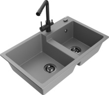 Graniidist köögivalamu Mexen Tomas 6516-71-671600-70-B, 80 x 50 x 19 cm, hall/must, koos segisti ja sifooniga