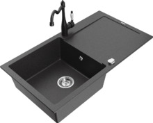 Graniidist köögivalamu Mexen Leo 6501-76-670700-70, 90 x 50 x 19 cm, must marmor, segisti ja sifooniga