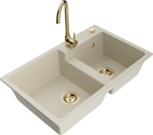 Graniidist köögivalamu Mexen Tomas 6516-69-670200-50, 80 x 50 x 19 cm, beež, koos segisti ja sifooniga