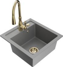 Graniidist köögivalamu Mexen Vito 6503-71-672601-50, 49 x 52 x 21 cm, hall, koos segisti ja sifooniga