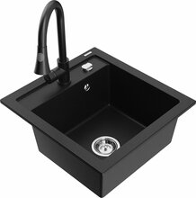 Graniidist köögivalamu Mexen Vito 6503-77-670101-70, 52 x 49 x 21 cm, must, koos segisti ja sifooniga
