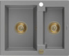 Graniidist köögivalamu Mexen Carlos 6518581500-71-G, 582 x 475 mm, hall/gold, sifooniga