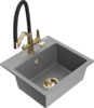 Graniidist köögivalamu Mexen Milo 6505-71-671701-57-G, 43.5 x 41 x 17.1 cm, hall/must/kuldne, koos segisti ja sifooniga