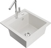 Graniidist köögivalamu Mexen Vito 6503-20-670401-00, 49 x 52 x 21 cm, valge/chrome, koos segisti ja sifooniga
