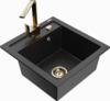 Graniidist köögivalamu Mexen Vito 6503-73-670300-50, 49 x 52 x 21 cm, must/hõbe metallic, segisti ja sifooniga