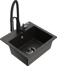 Graniidist köögivalamu Mexen Milo 6505-75-73450-70-B, 43 x 41 x 17.1 cm, must/kuldne metallic, segisti ja sifooniga