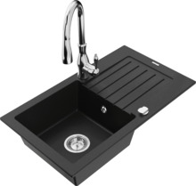 Graniidist köögivalamu Mexen Pablo 6510-77-672601-00, 75 x 43 x 16.1 cm, must/kroom, segisti ja sifooniga