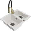 Graniidist köögivalamu Mexen Carlos 6518-20-73450-57-B, 58.2 x 47.5 x 17.7 cm, valge/must/gold, segisti ja sifooniga