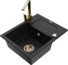 Graniidist köögivalamu Mexen Enzo 6506-77-670300-50, 57 x 46 x 17.4 cm, must/gold, koos segisti ja sifooniga