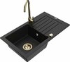 Graniidist köögivalamu Mexen Pablo 6510-77-670200-50, 75.2 x 43.6 x 16.1 cm, must/gold, koos segisti ja sifooniga