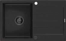 Graniidist köögivalamu Mexen Bruno 6513791010-77-B, 795 x 495 mm, must, sifooniga