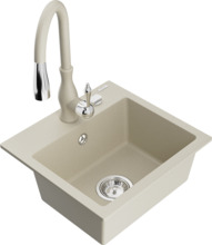 Graniidist köögivalamu Mexen Milo 6505-69-672601-69, 43 x 41 x 17.1 cm, beež, segisti ja sifooniga