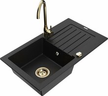 Graniidist köögivalamu Mexen Pablo 6510-77-670200-50, 75.2 x 43.6 x 16.1 cm, must/gold, koos segisti ja sifooniga