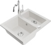 Graniidist köögivalamu Mexen Carlos 6518-20-670700-00, 58 x 47 x 17.7 cm, valge/kroom, segisti ja sifooniga