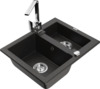 Graniidist köögivalamu Mexen Carlos 6518-75-670300-00, 58 x 47 x 17.7 cm, must/kuldne metallic, segisti ja sifooniga