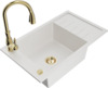 Graniidist köögivalamu Mexen Elias 6511-20-672601-50, 79 x 48 x 20 cm, valge/gold, koos segisti ja sifooniga