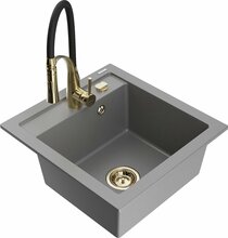 Graniidist köögivalamu Mexen Vito 6503-71-73450-57-G, 52 x 49 x 21 cm, hall, koos segisti ja sifooniga