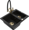 Graniidist köögivalamu Mexen Carlos 6518-77-671701-57-G, 58.2 x 47.5 x 17.7 cm, must, koos segisti ja sifooniga