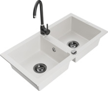 Graniitköögivalamu Mexen Mario 6504-20-670200-70, 82 x 43.6 x 16.1 cm, valge/must, segisti ja sifooniga