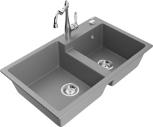 Graniidist köögivalamu Mexen Tomas 6516-71-670700-00, 80 x 50 x 19 cm, hall/kroom, segisti ja sifooniga