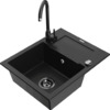 Graniidist köögivalamu Mexen Enzo 6506-77-670200-70-B, 57.6 x 46.5 x 17.4 cm, must, koos segisti ja sifooniga