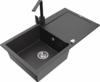 Graniidist köögivalamu Mexen Leo 6501-76-670300-76, 90 x 50 x 19 cm, must täpiline, koos segisti ja sifooniga