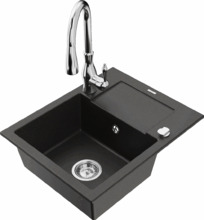 Graniitköögivalamu Mexen Enzo 6506-75-672601-00, must/kuldne metallic, segisti ja sifooniga