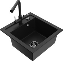 Graniidist köögivalamu Mexen Vito 6503-77-671600-70-B, 52 x 49 x 21 cm, must, segisti ja sifooniga
