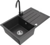 Graniidist köögivalamu Mexen Bruno 6513-76-670200-70, 79.5 x 49.5 x 20 cm, must granite, koos segisti ja sifooniga