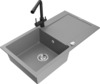 Graniidist köögivalamu Mexen Leo 6501-71-671600-70, 90 x 50 x 19 cm, hall/must, segisti ja sifooniga