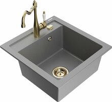 Graniidist köögivalamu Mexen Vito 6503-71-670700-50, 49 x 52 x 21 cm, hall, koos segisti ja sifooniga
