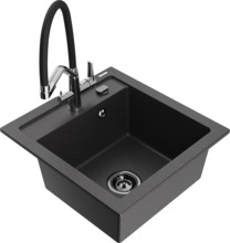 Graniidist köögivalamu Mexen Vito 6503-76-671701-07-B, must granite, segisti ja sifooniga