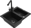 Graniidist köögivalamu Mexen Carlos 6518-77-671600-70-B, 58.2 x 47.5 x 17.7 cm, must, koos segisti ja sifooniga
