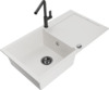 Graniidist köögivalamu Mexen Leo 6501-20-670401-70-B, 90 x 50 x 19 cm, valge/must, koos segisti ja sifooniga