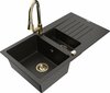 Graniidist köögivalamu Mexen Matias 6502-75-670101-50, 90 x 50.5 x 20 cm, metallic must/kuldne, segisti ja sifooniga