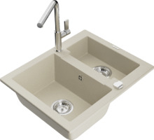 Graniidist köögivalamu Mexen Carlos 6518-69-670401-00, 58 x 47 x 17.7 cm, beež, segisti ja sifooniga