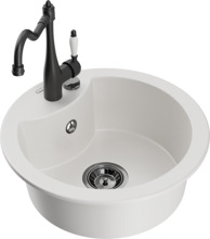 Graniidist köögivalamu Mexen Diego 6512-20-670700-70, 48 x 48 x 16 cm, valge, segisti ja sifooniga