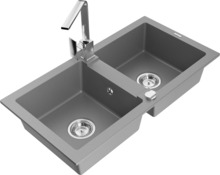 Graniidist köögivalamu Mexen Mario 6504-71-670300-00, 82 x 43.6 x 16.1 cm, hall, koos segisti ja sifooniga