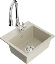Graniidist köögivalamu Mexen Milo 6505-69-672601-00, 43 x 41 x 17.1 cm, beež, segisti ja sifooniga