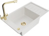 Graniidist köögivalamu Mexen Elias 6511-20-671600-50, 79.5 x 48 x 20 cm, valge/gold, koos segisti ja sifooniga