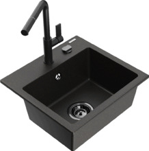 Graniitköögivalamu Mexen Milo 6505-75-670401-70-B, 43 x 41 x 17.1 cm, must/kuldne metallic, segisti ja sifooniga